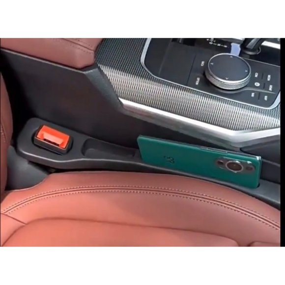 Car Seat Gap Filler With Mobile Holder Universal Fit Durable ABS Plastic BROWN - Picture 4 of 4